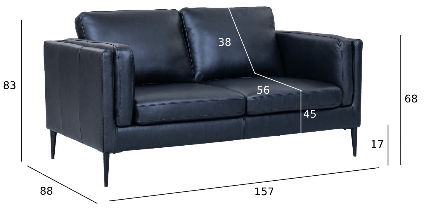 Valencia Ledersofa - Echtleder Schwarz