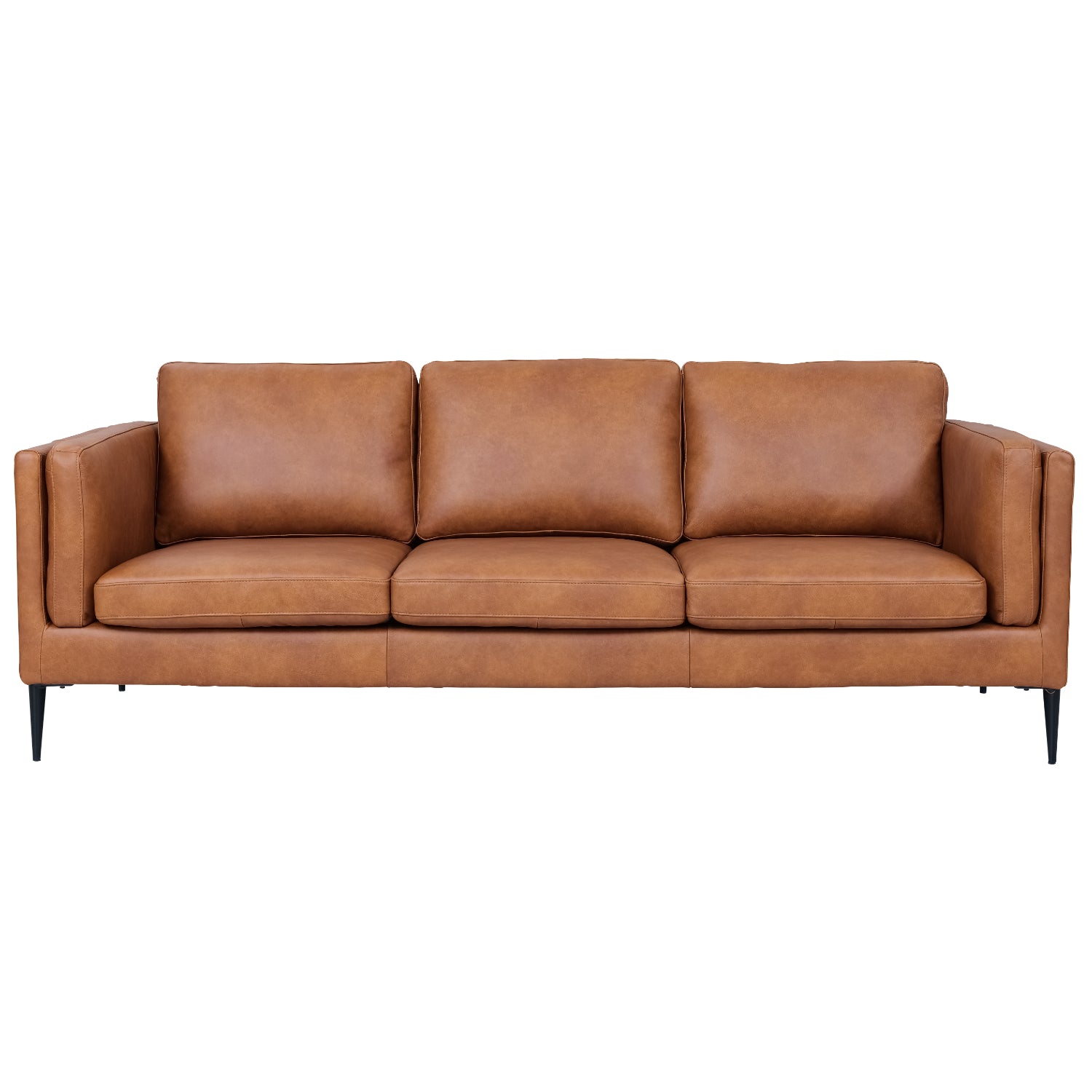 Valencia 3-Sitzer Ledersofa - Echtleder Cognac Braun
