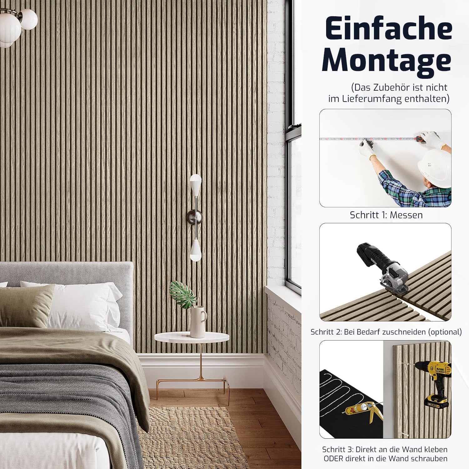 benzwood Akustikpaneel Eiche hell 4 Stück x 120x60cm