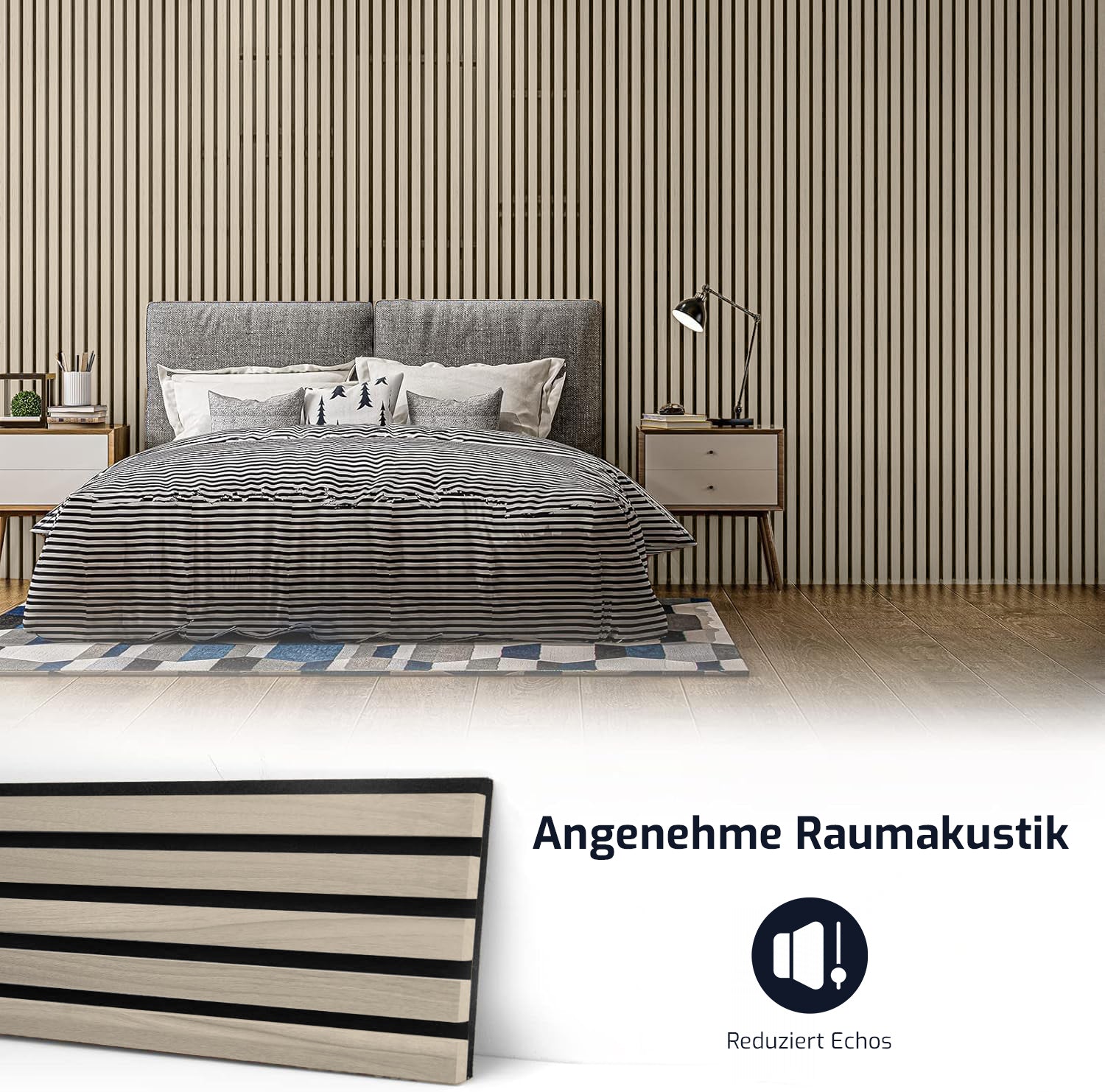 benzwood Akustikpaneel Eiche hell 4 Stück x 120x60cm