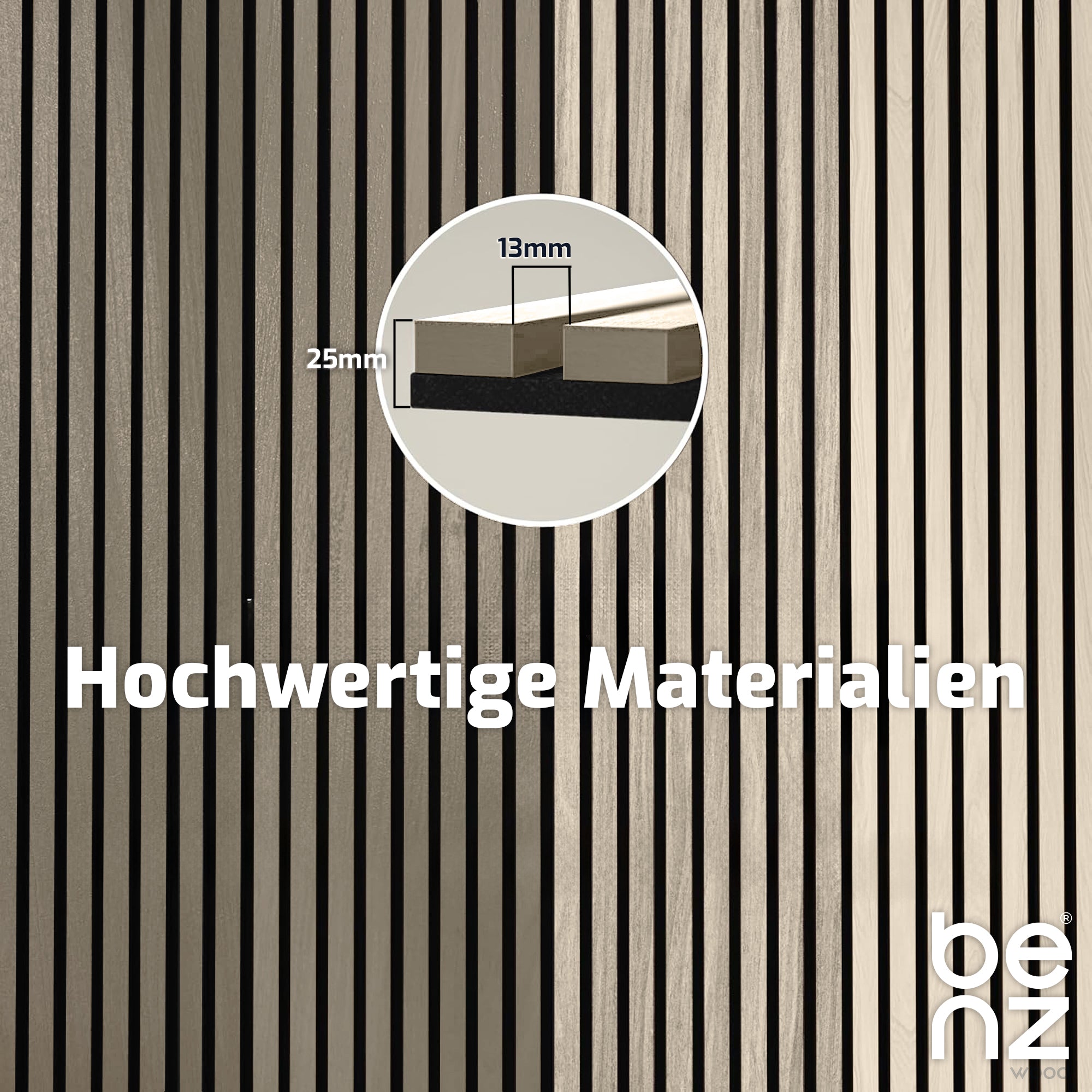 benzwood Akustikpaneel Eiche hell 4 Stück x 120x60cm