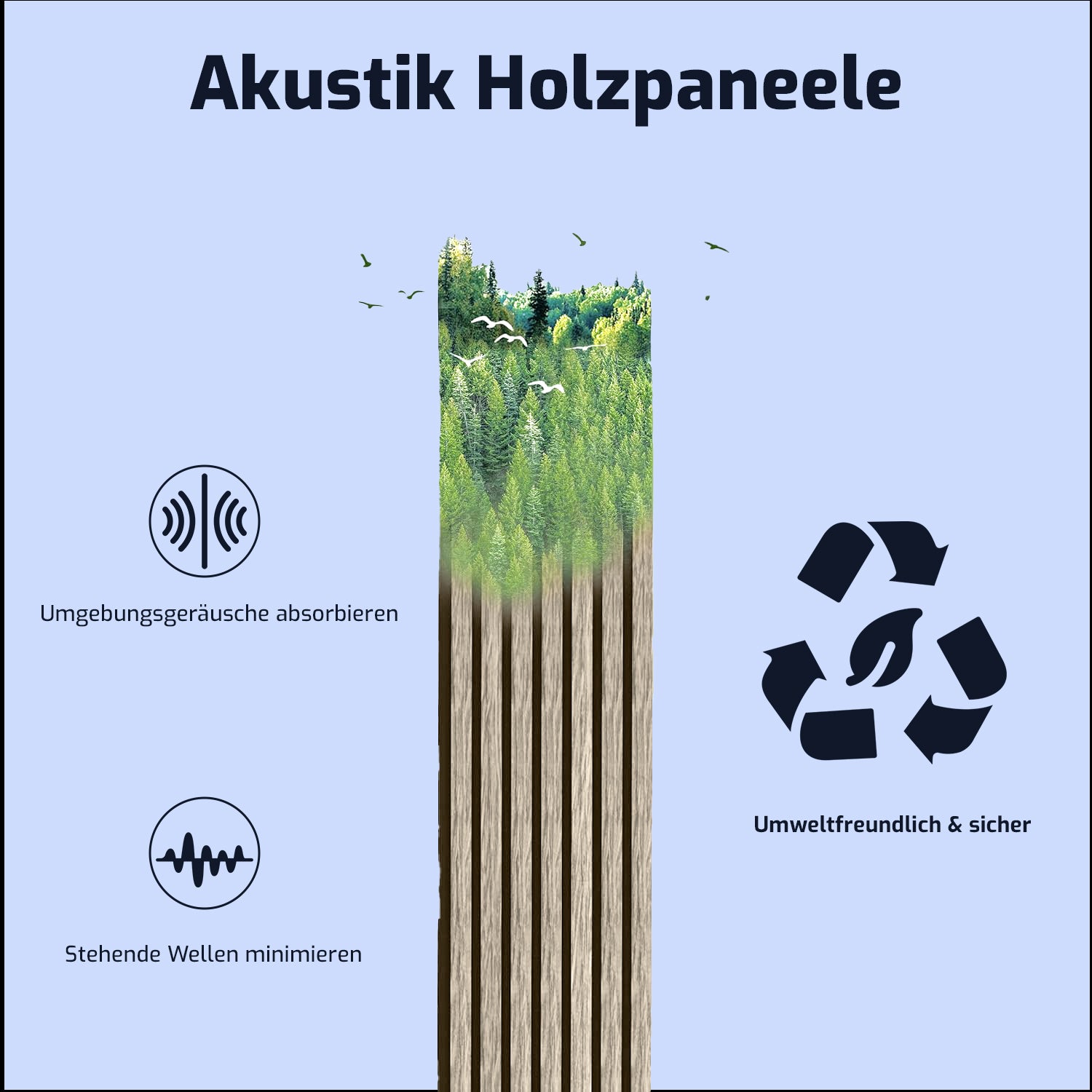 benzwood Akustikpaneel Eiche hell 4 Stück x 120x60cm