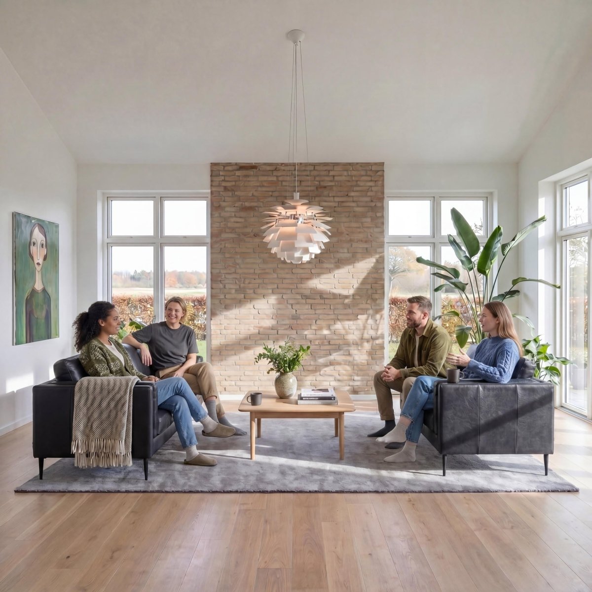 2-Sitzer Ledersofa Valencia – Echtleder Schwarz, skandinavisches Design