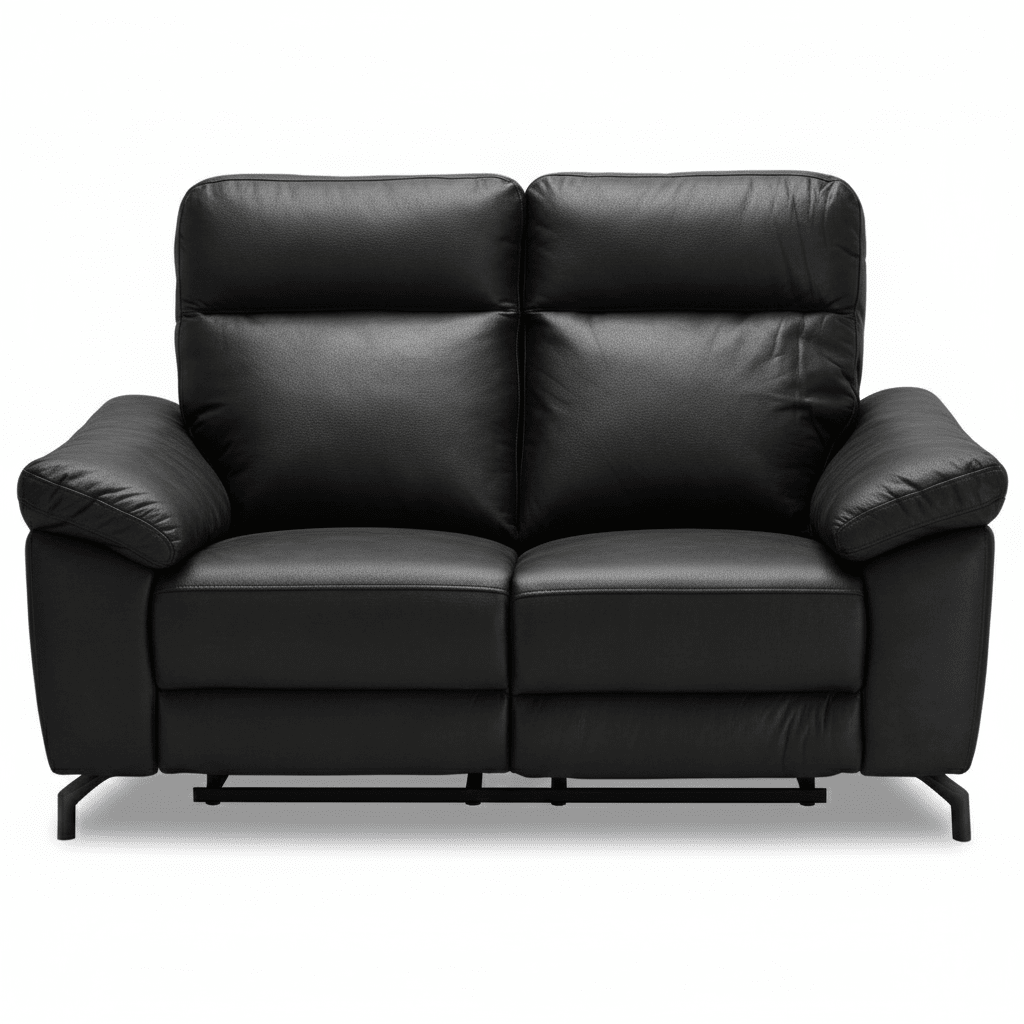 2-Sitzer Sofa - mit Elektrische Relaxfunktion, USB - Echtleder Schwarz