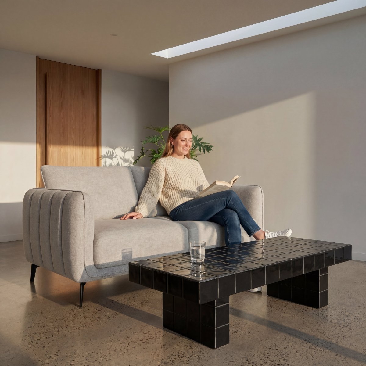 2-Sitzer Sofa - Stoffbezug Grau