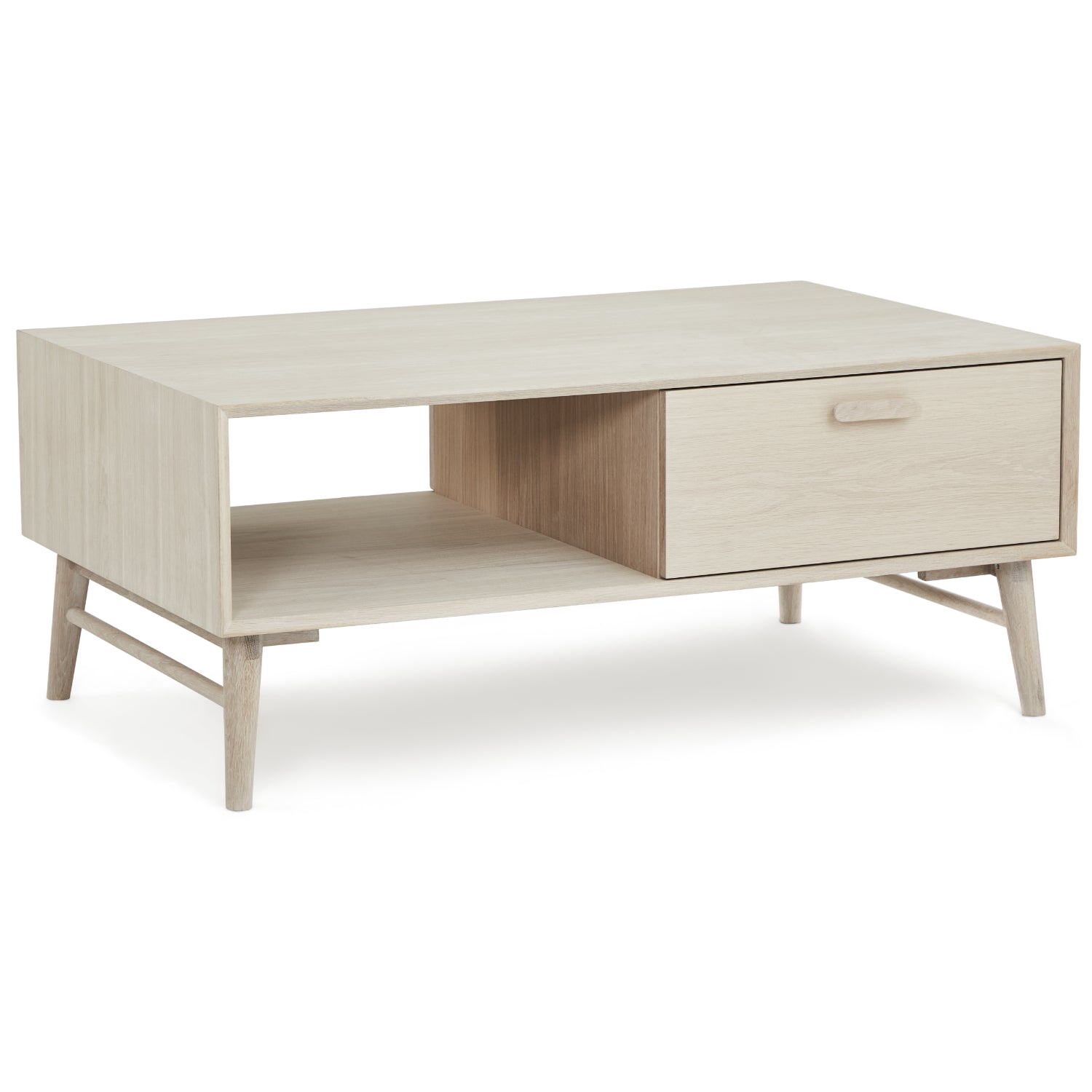 Porto Couchtisch mit Stauraum Rechteckig 120x75 cm - Eiche Weiß geöltes