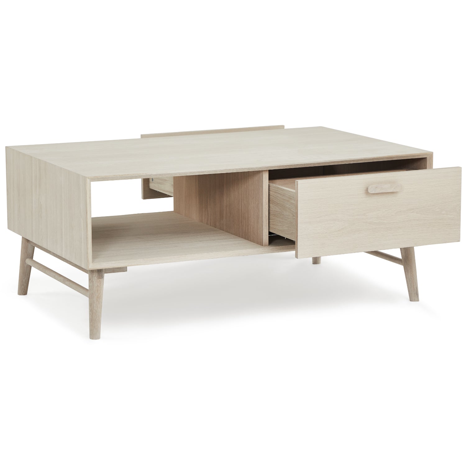 Porto Couchtisch mit Stauraum Rechteckig 120x75 cm - Eiche Weiß geöltes