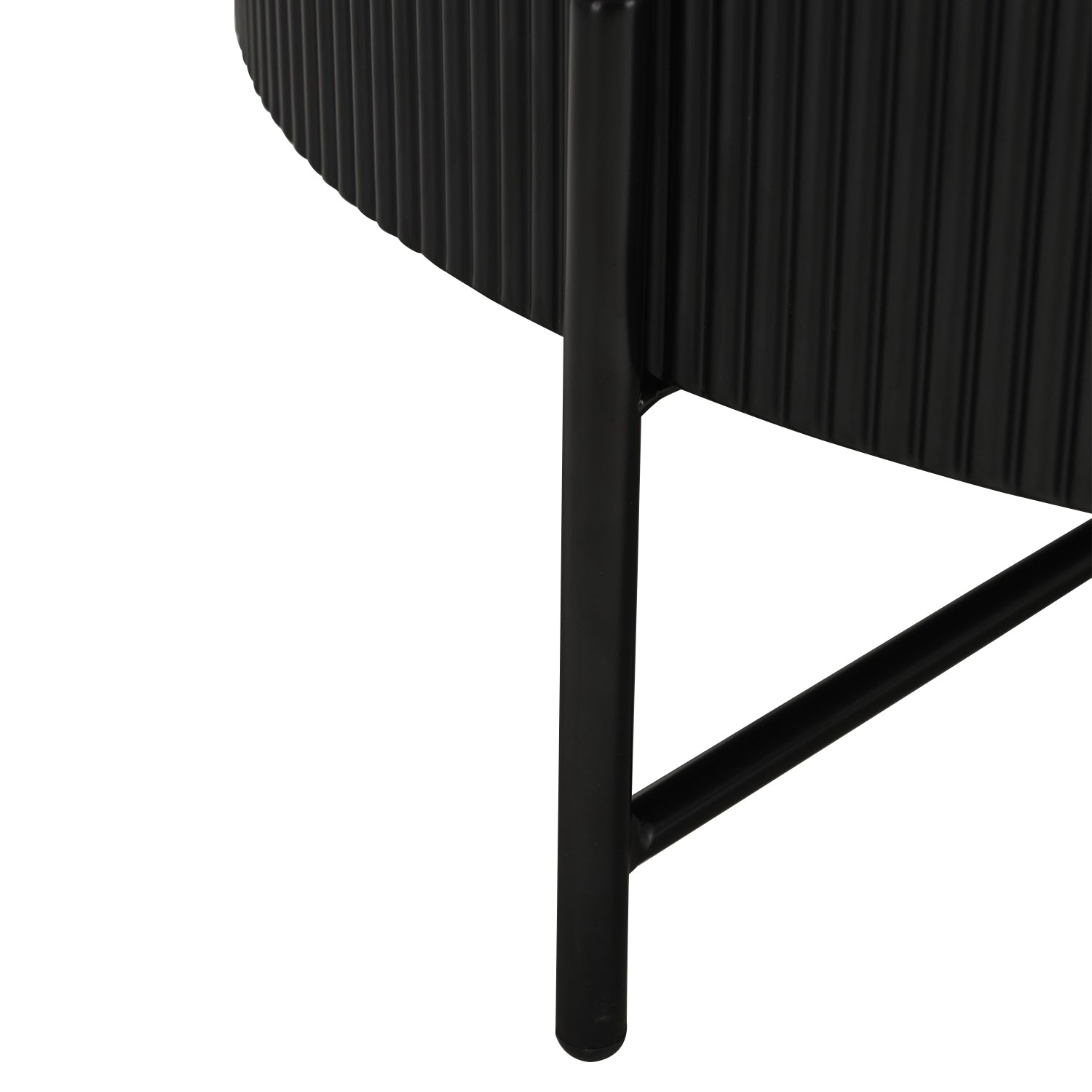 Milo Couchtisch Rund ø80 cm - Marmoroptik & Lamellenoptik