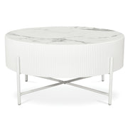 Milo Couchtisch Rund ø80 cm - Marmoroptik & Lamellenoptik