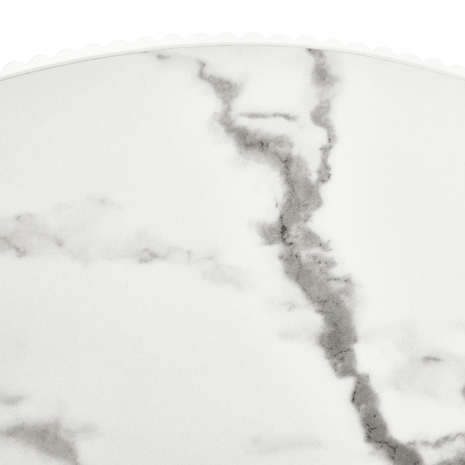 Milo Couchtisch Rund ø80 cm - Marmoroptik & Lamellenoptik