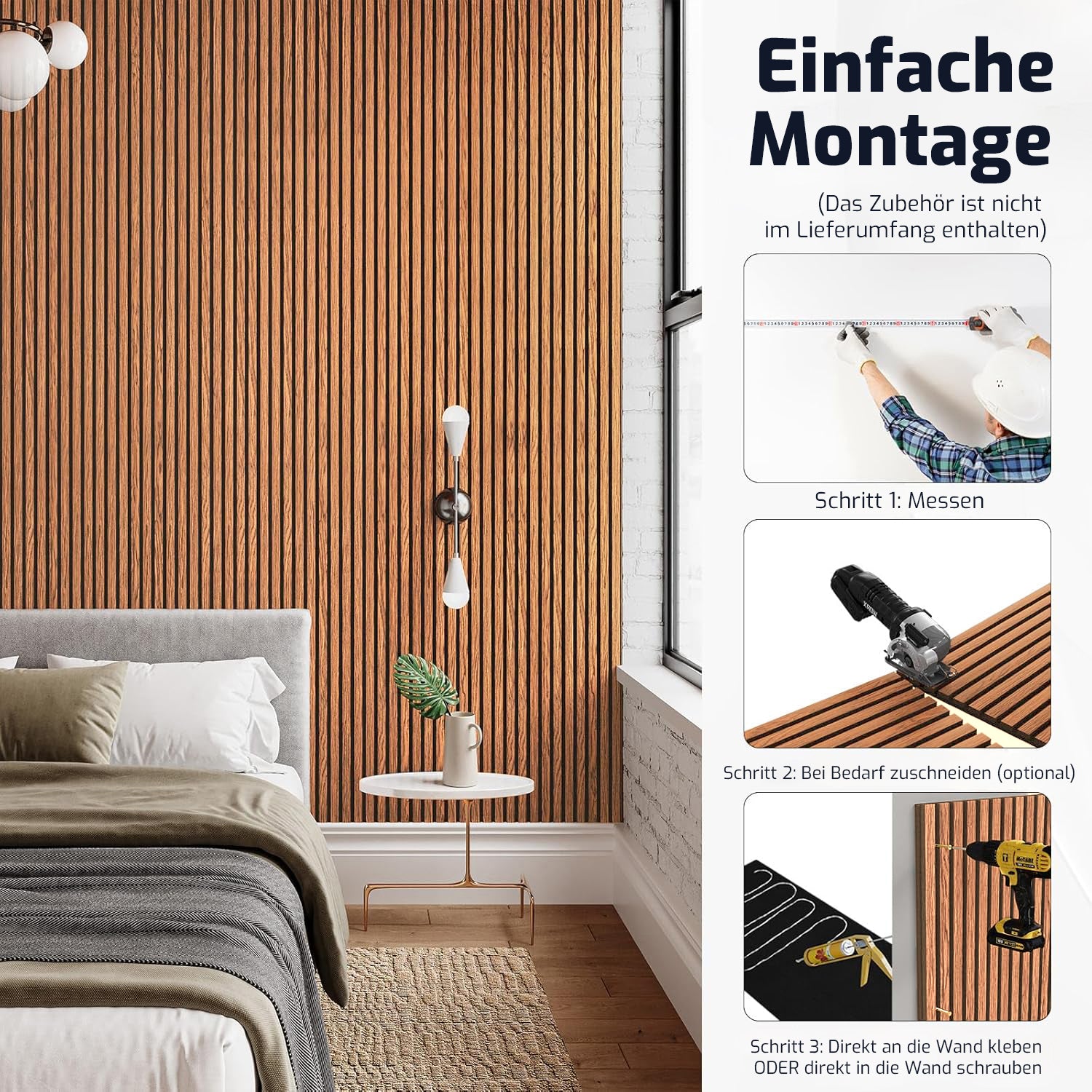 benzwood Akustikpaneel Wildeiche natur 4 Stück x 120x60cm