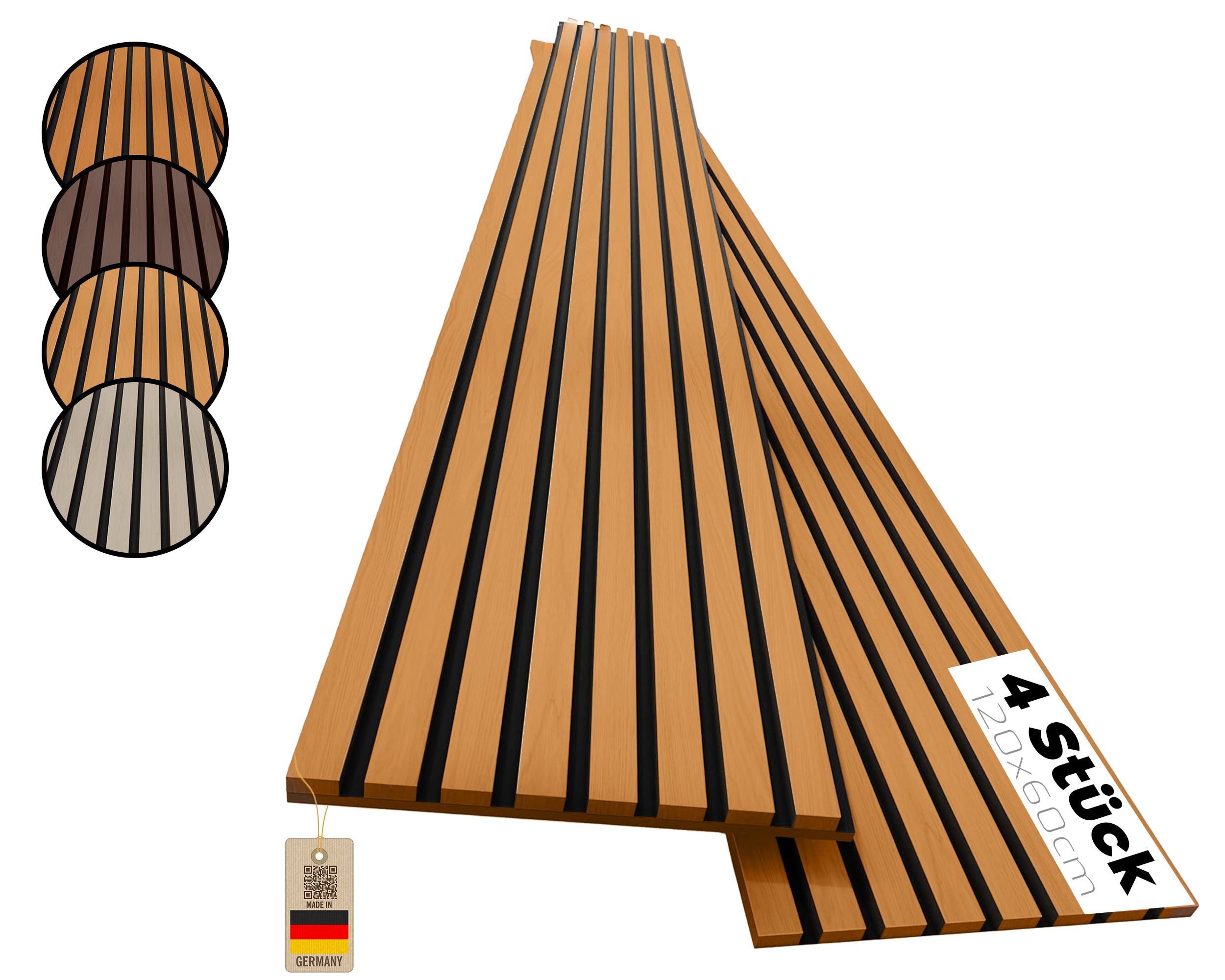 benzwood Akustikpaneel Wildeiche natur 4 Stück x 120x60cm