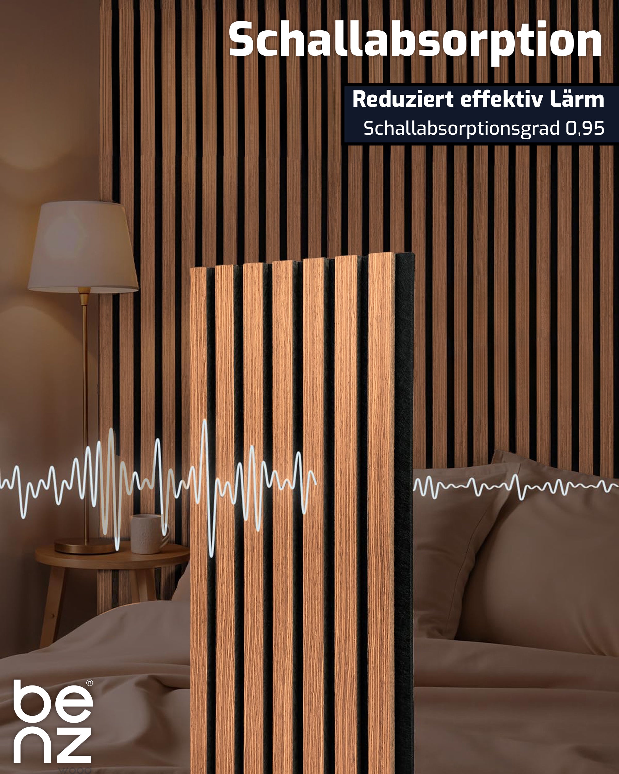 benzwood Akustikpaneel Wildeiche natur 4 Stück x 120x60cm
