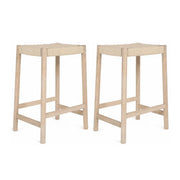 2er Set Barhocker Ida mit Geflechtsitz - Eiche bianco