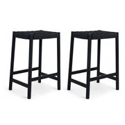 2er Set Barhocker Ida mit Geflechtsitz - Schwarz