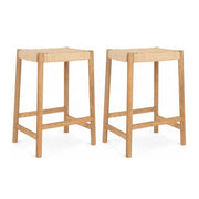 2er Set Barhocker Ida mit Geflechtsitz - Wildeiche