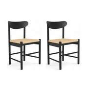 2er Set Esszimmerstühle Malou mit Geflechtsitz - Schwarz