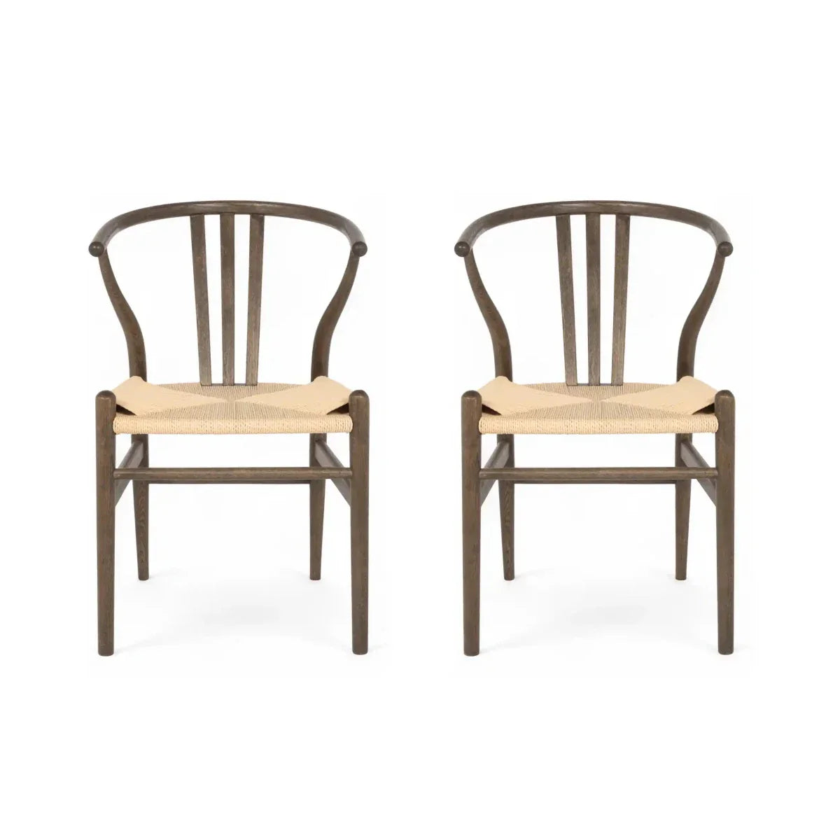 2er Set Esszimmerstühle Nikoline mit Geflechtsitz - Räuchereiche