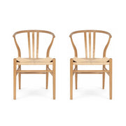 2er Set Esszimmerstühle Nikoline mit Geflechtsitz - Wildeiche
