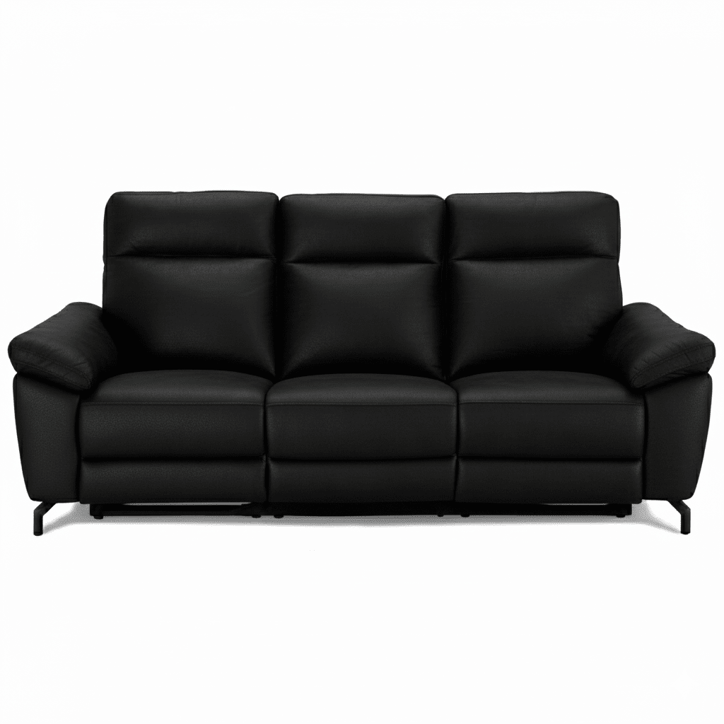 3-Sitzer Sofa - mit Elektrische Relaxfunktion, USB - Stoffbezug Schwarz