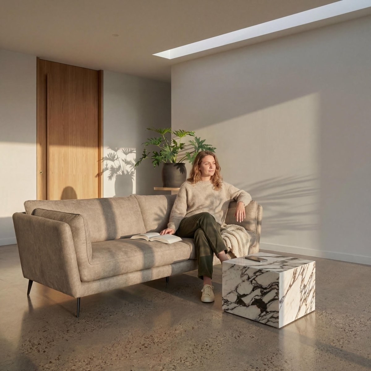 3-Sitzer Sofa - Stoffbezug Beige