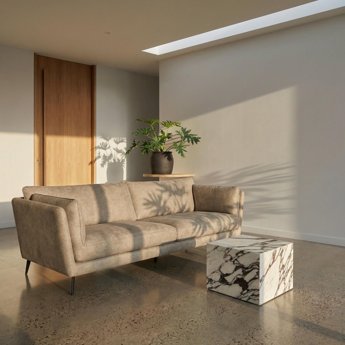 3-Sitzer Sofa - Stoffbezug Beige