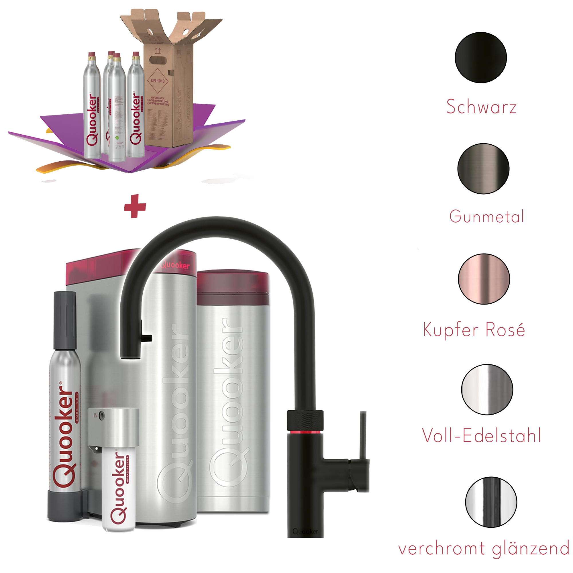 Quooker Küchenarmatur PRO3 & CUBE | Flex inkl. Cube-Filter (4x CO₂ gratis!)