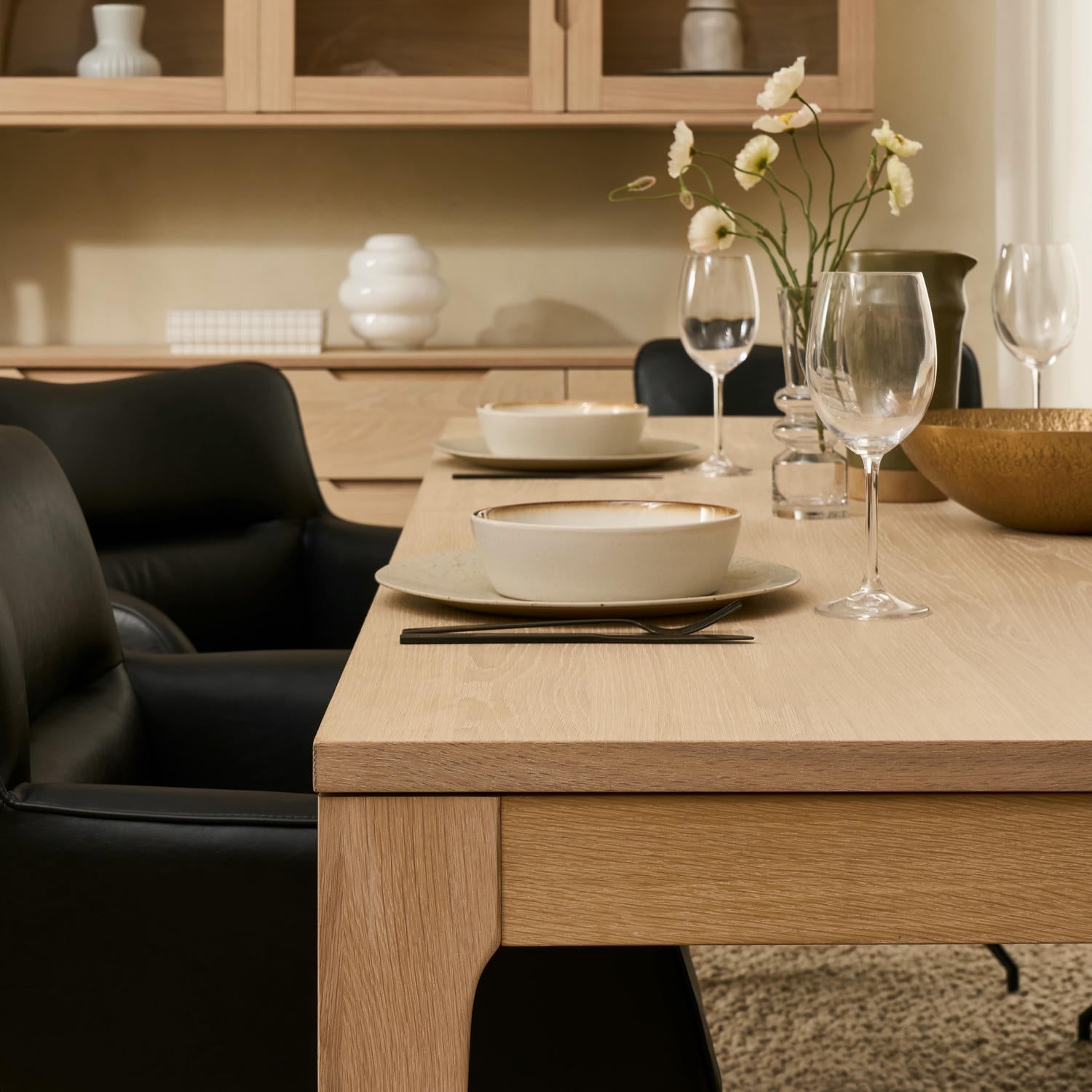 Rechteckiger Esstisch 220x100 cm - Ausziehbar bis 320 cm - Eiche bianco