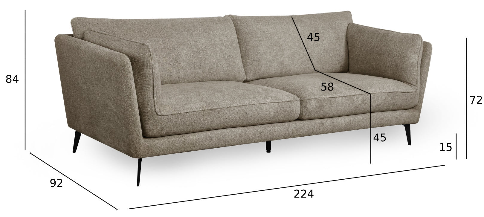 Bari Sofa - Stoffbezug Beige