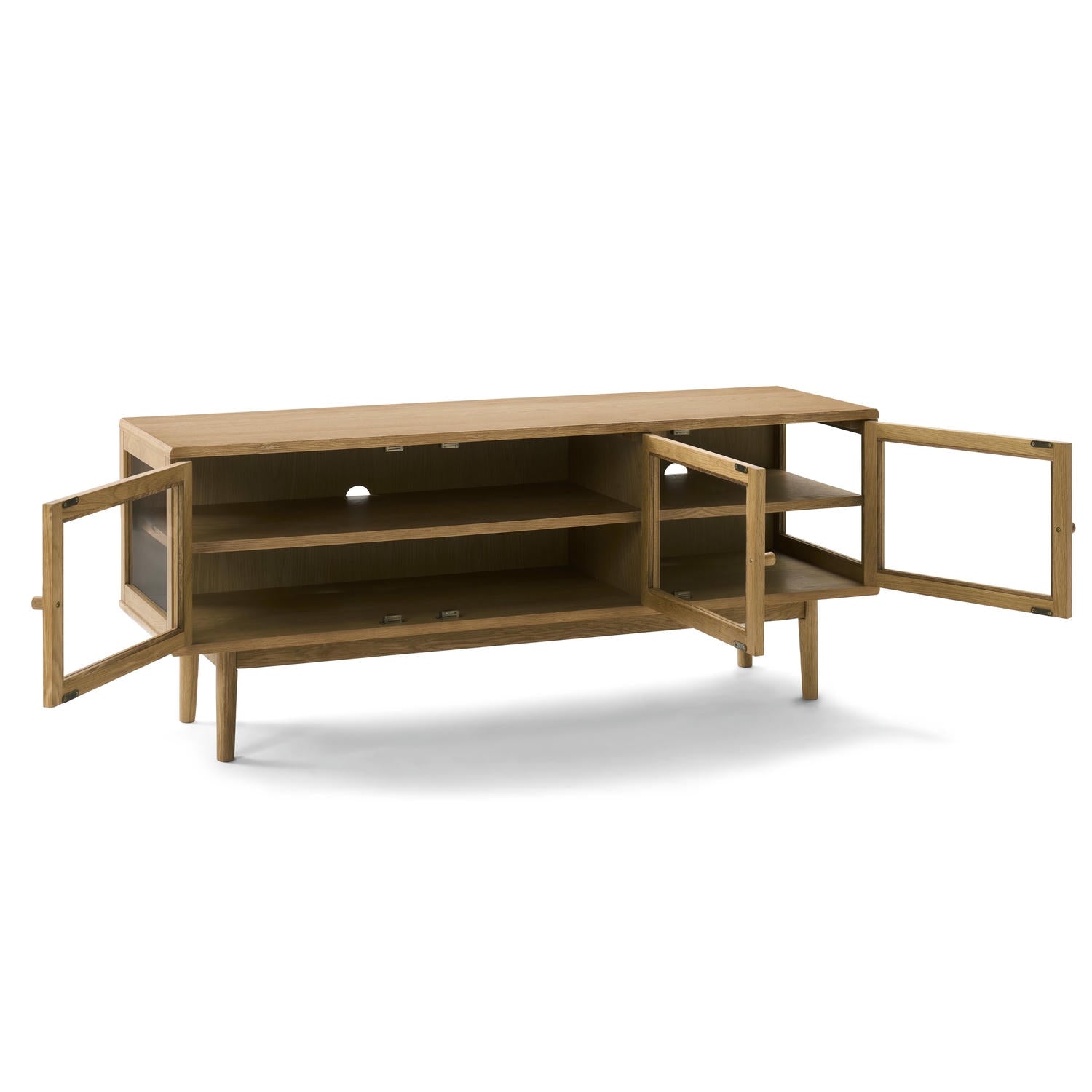 Svendborg TV-Tisch mit 3 Glastüren - 137 cm breit - Wildeiche Natur