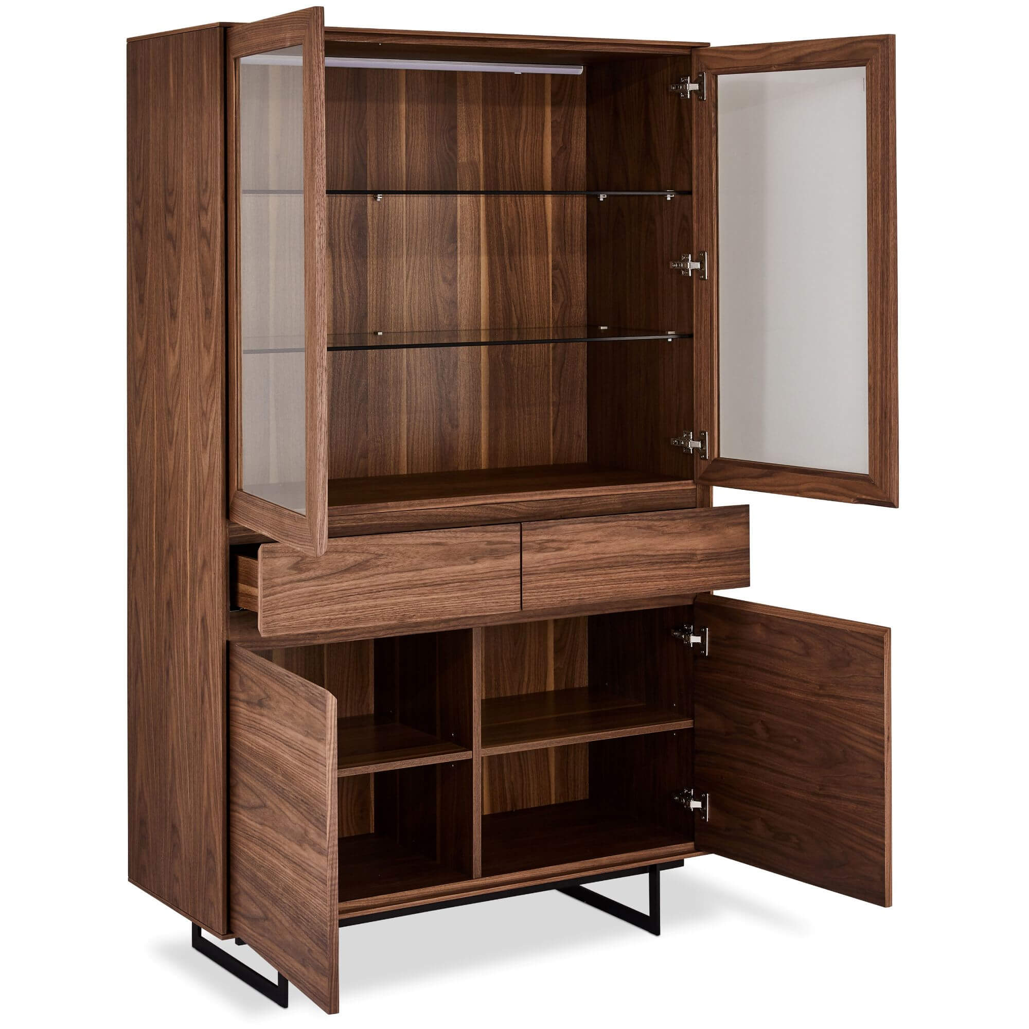 Tokyo Vitrine mit LED-Beleuchtung - 110 cm breit - Amerikanische Walnuss