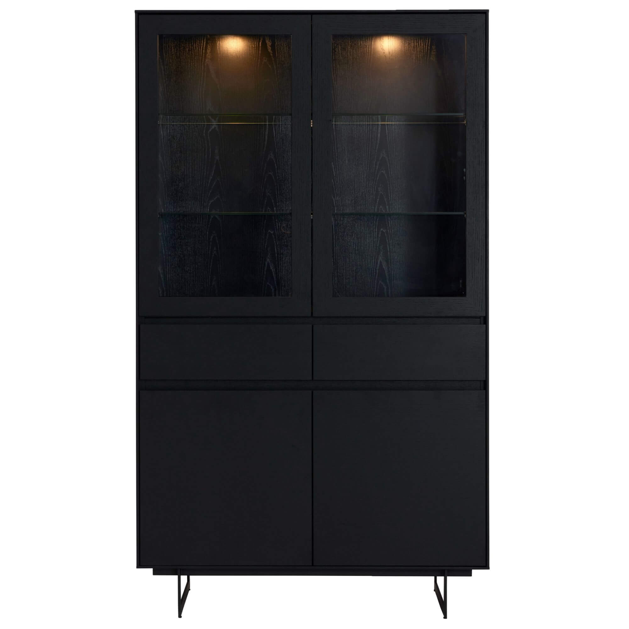 Tokyo Vitrine mit LED-Beleuchtung - 110 cm breit - Eiche Schwarz