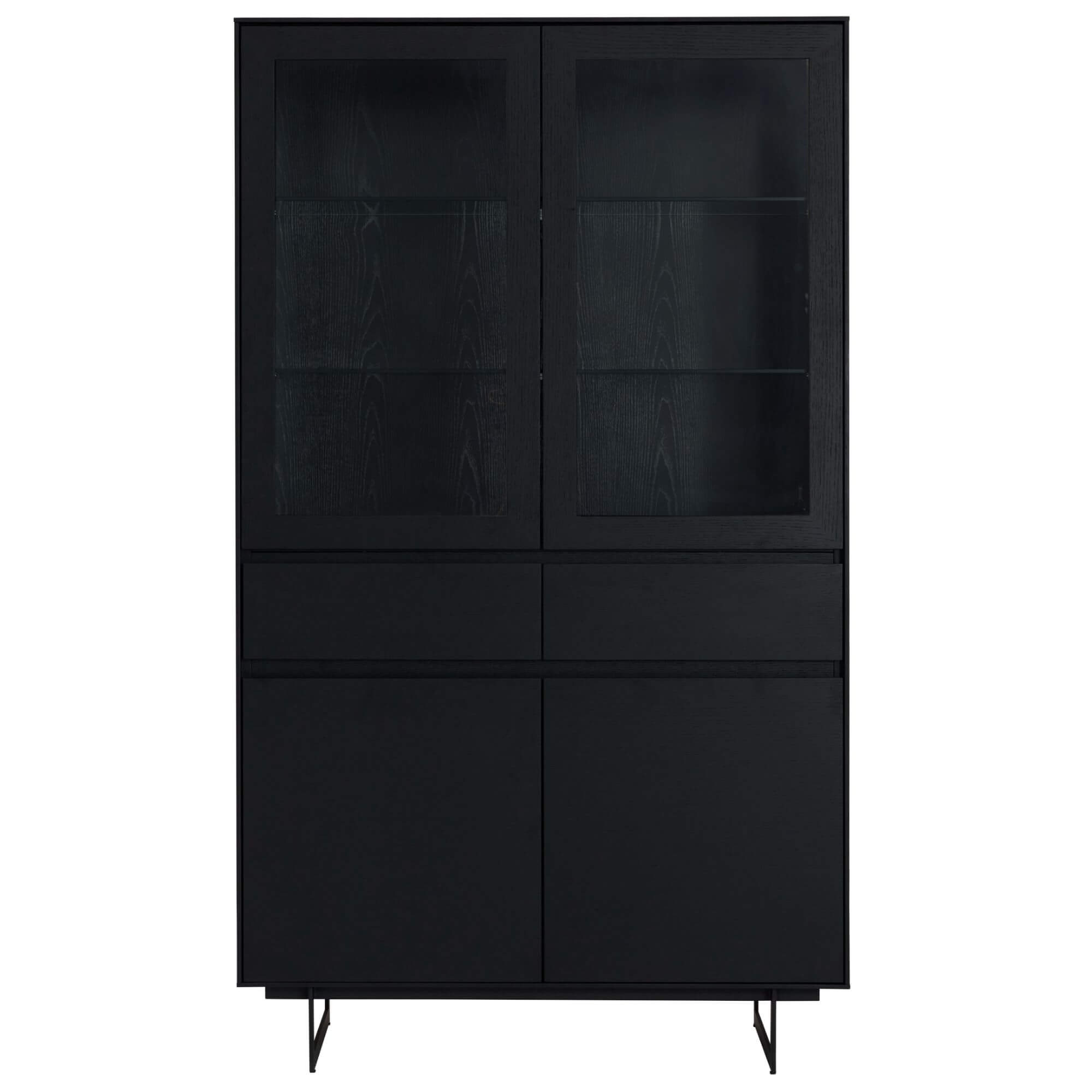 Tokyo Vitrine mit LED-Beleuchtung - 110 cm breit - Eiche Schwarz
