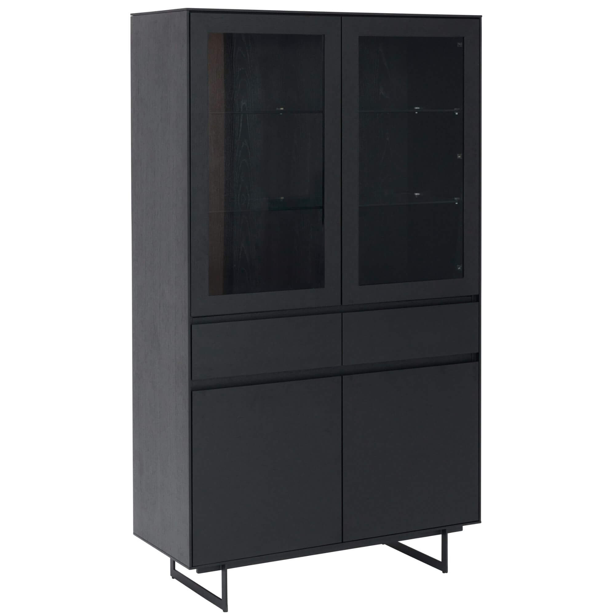 Tokyo Vitrine mit LED-Beleuchtung - 110 cm breit - Eiche Schwarz