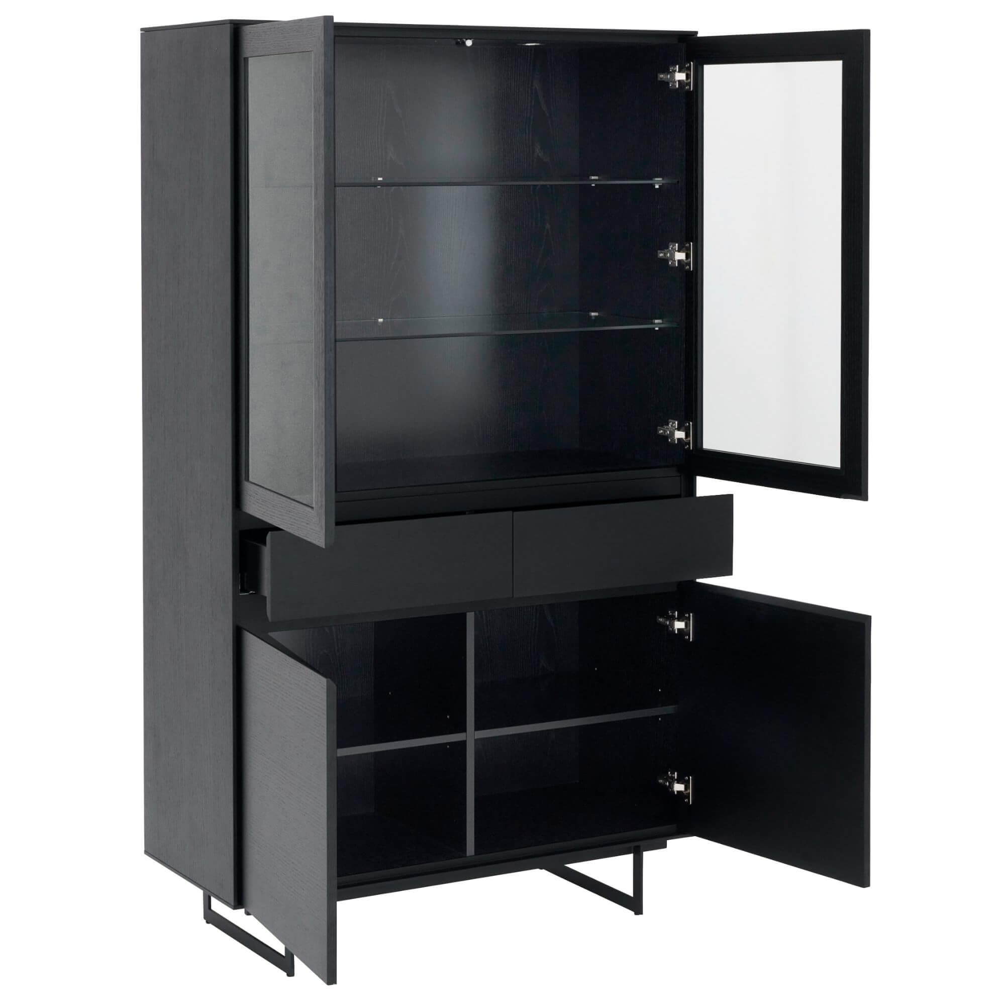 Tokyo Vitrine mit LED-Beleuchtung - 110 cm breit - Eiche Schwarz
