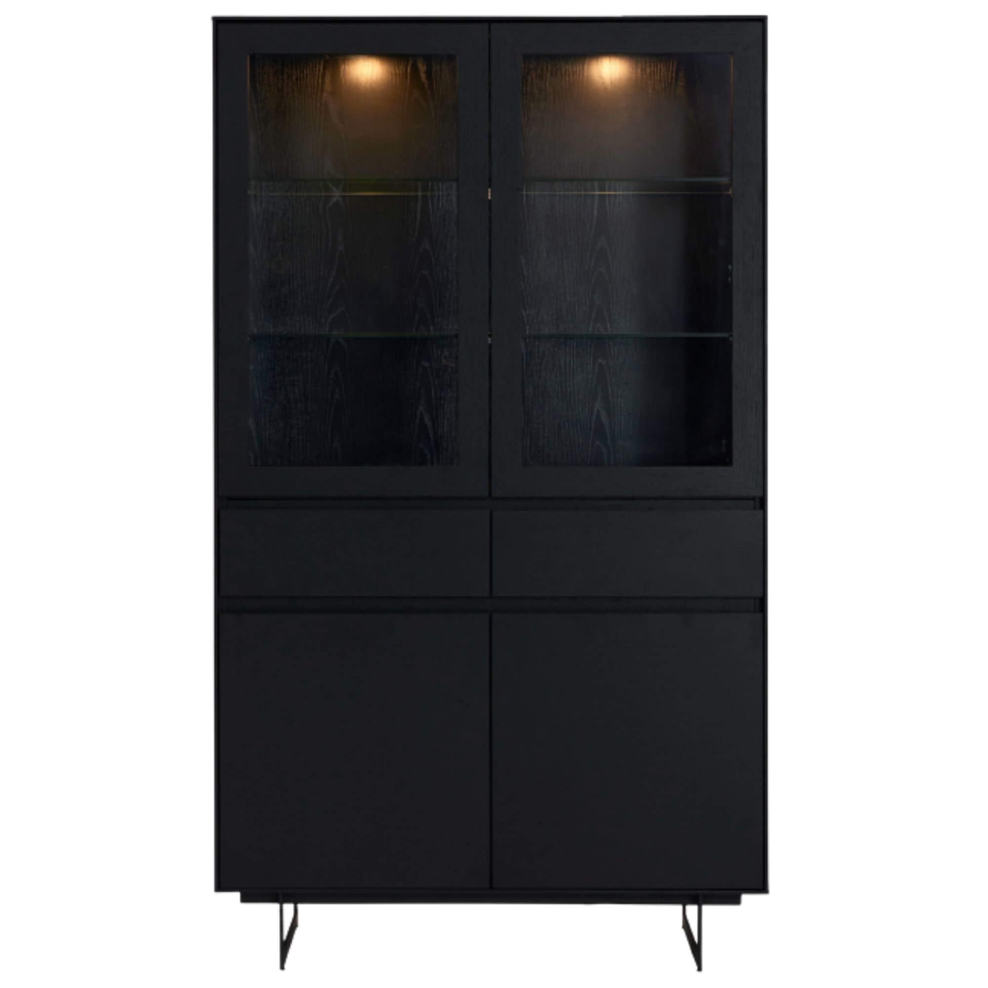 Tokyo Vitrine mit LED-Beleuchtung - 110 cm breit - Eiche Schwarz