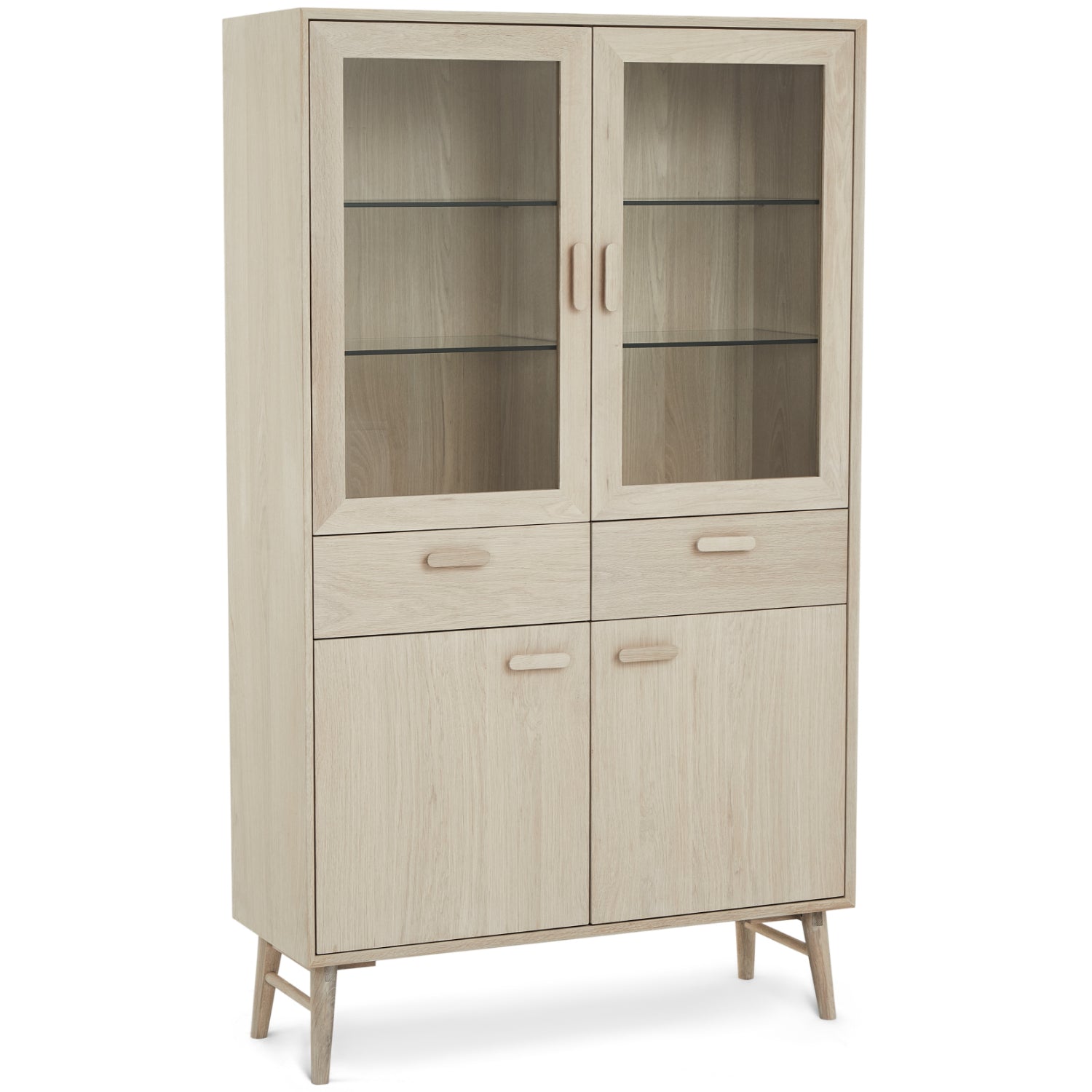 Porto Vitrine mit LED-Beleuchtung - 110 cm breit - Eiche Weiß geöltes