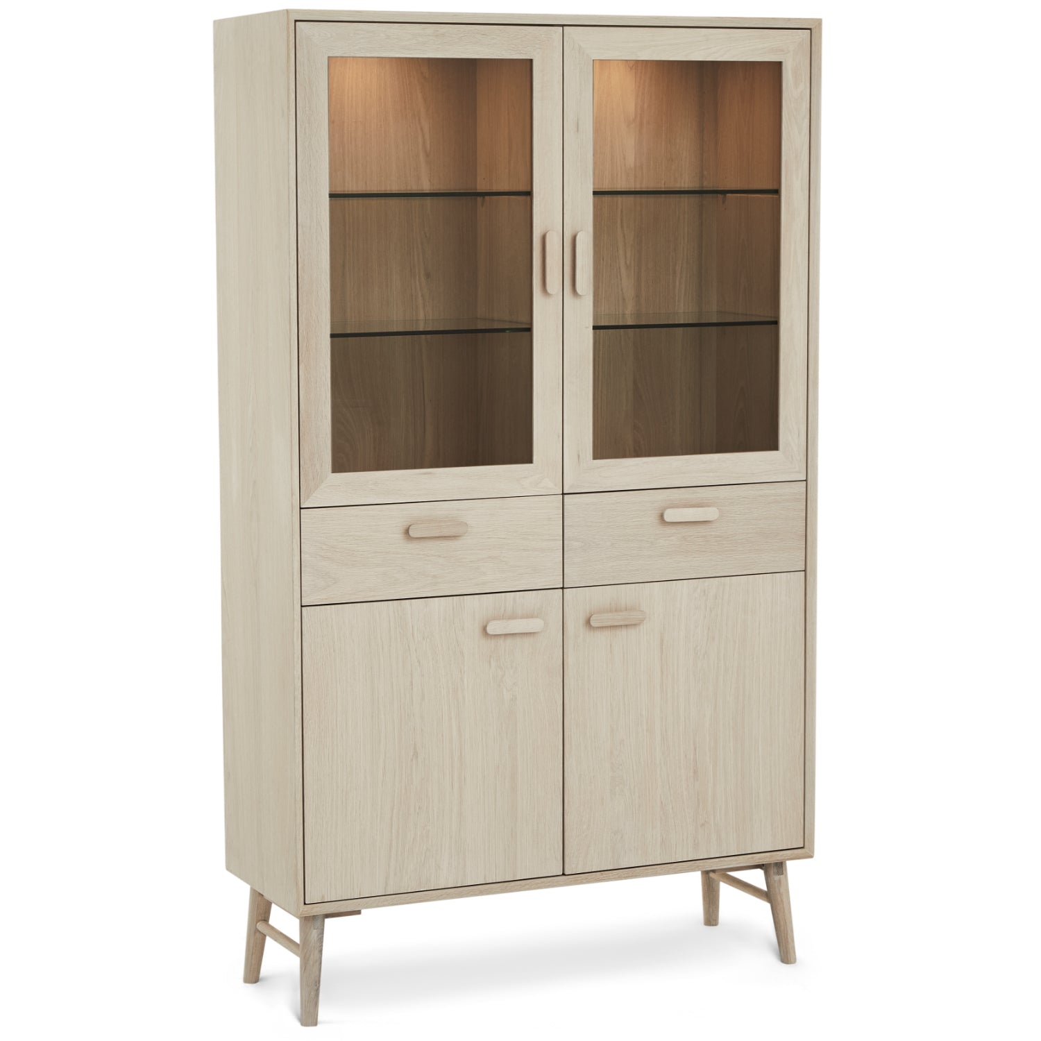 Porto Vitrine mit LED-Beleuchtung - 110 cm breit - Eiche Weiß geöltes