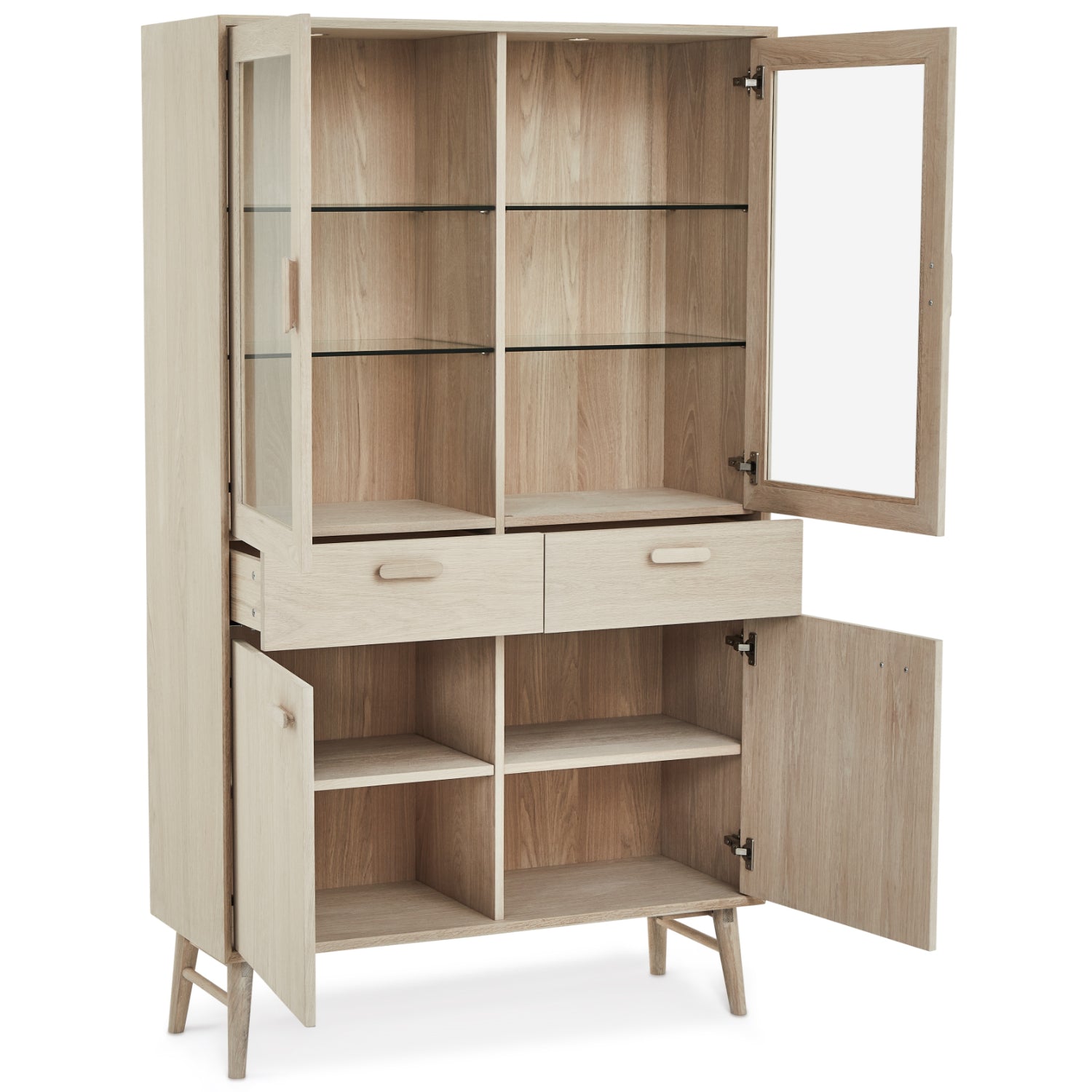 Porto Vitrine mit LED-Beleuchtung - 110 cm breit - Eiche Weiß geöltes