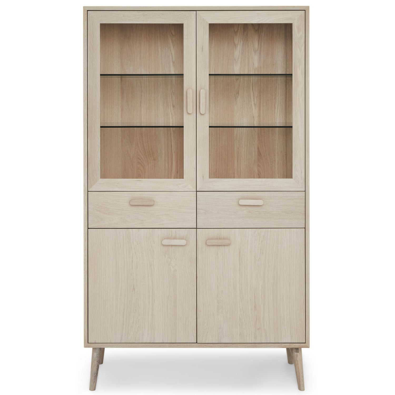 Porto Vitrine mit LED-Beleuchtung - 110 cm breit - Eiche Weiß geöltes