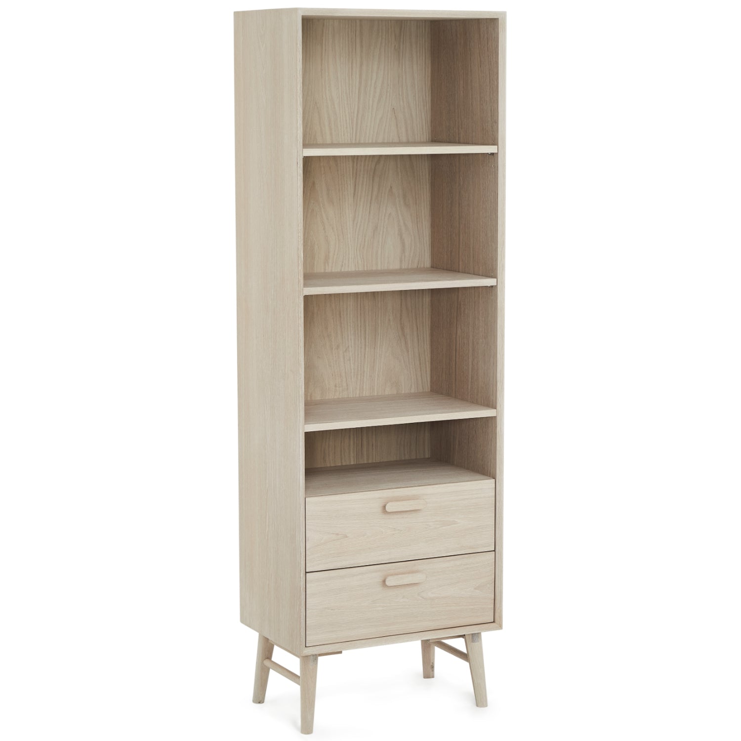 Porto Bücherregal mit Schubladen - 60 cm breit - Eiche Weiß geöltes