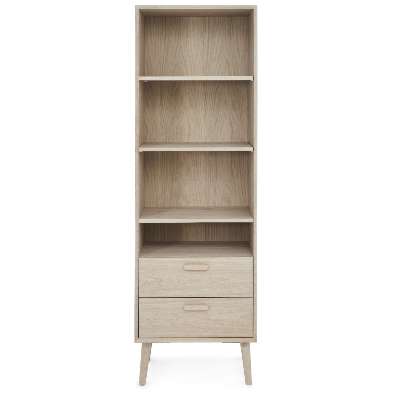 Porto Bücherregal mit Schubladen - 60 cm breit - Eiche Weiß geöltes