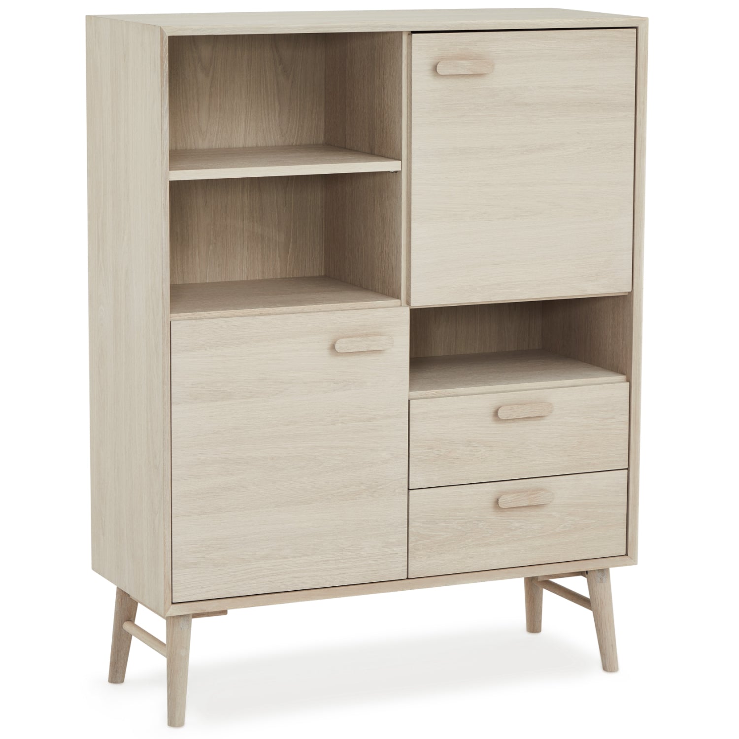 Porto Highboard mit 2 Türen - 100 cm breit - Eiche Weiß geöltes