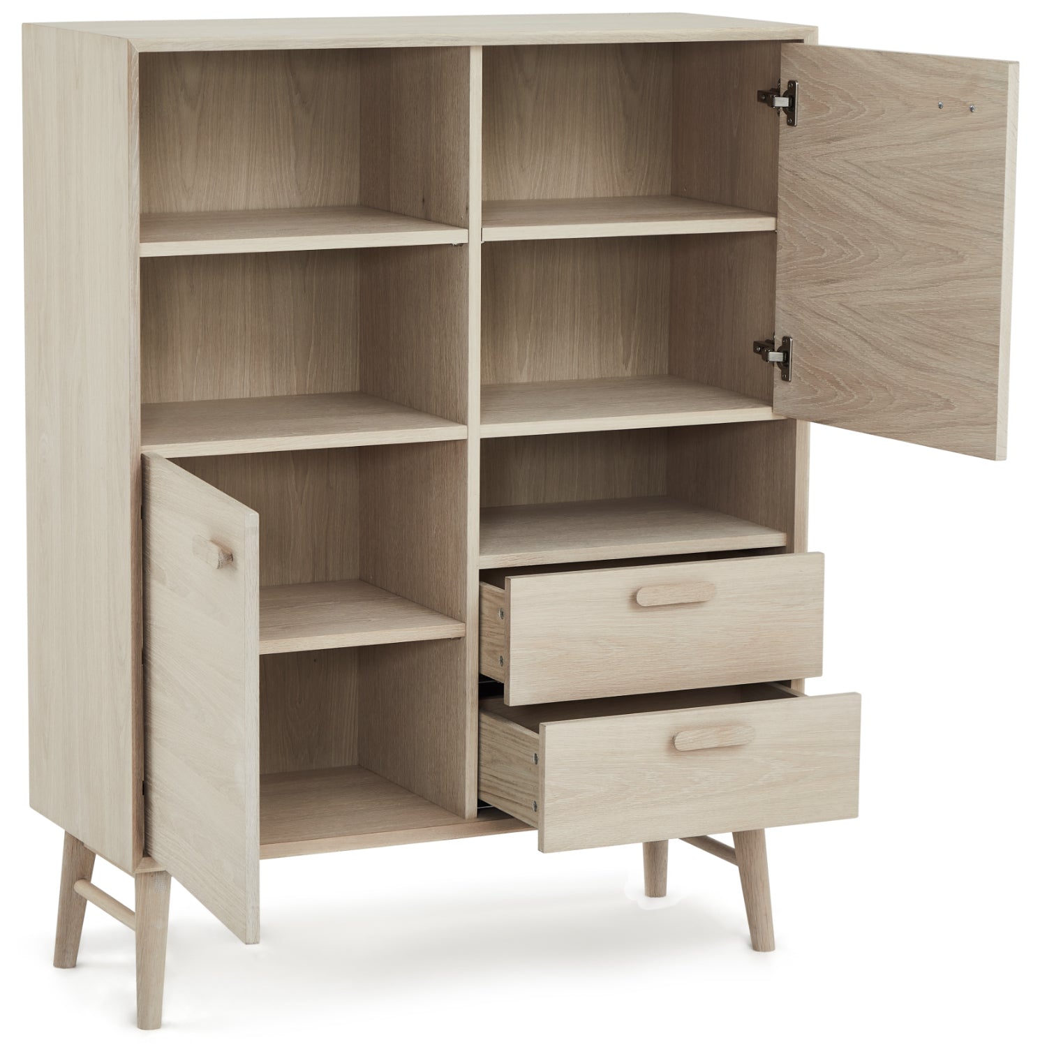 Porto Highboard mit 2 Türen - 100 cm breit - Eiche Weiß geöltes