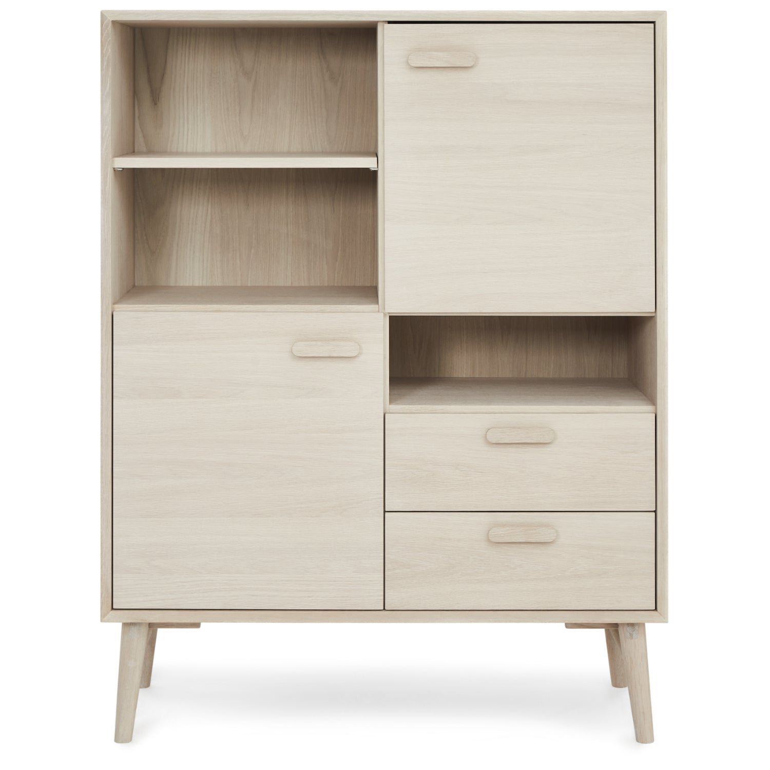 Porto Highboard mit 2 Türen - 100 cm breit - Eiche Weiß geöltes