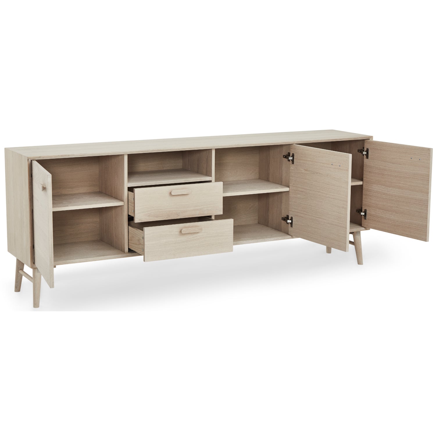 Porto Sideboard mit 3 Türen - 212 cm breit - Eiche Weiß geöltes