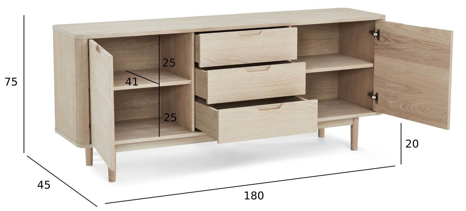 Nyborg Sideboard mit 2 Türen - 180 cm breit - Eiche Weiß geöltes