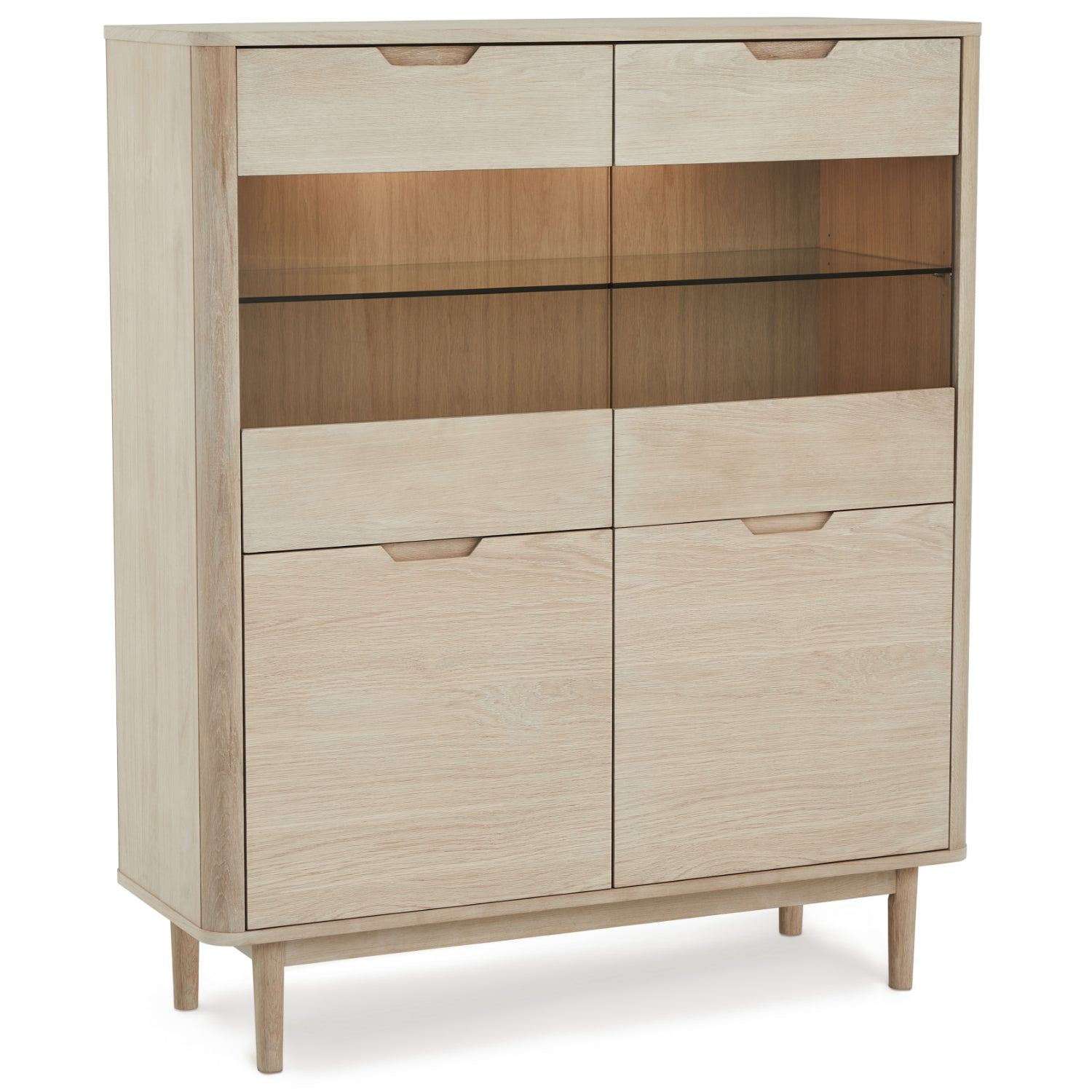 Nyborg Highboard mit LED-Beleuchtung - 123 cm breit - Eiche Weiß geöltes