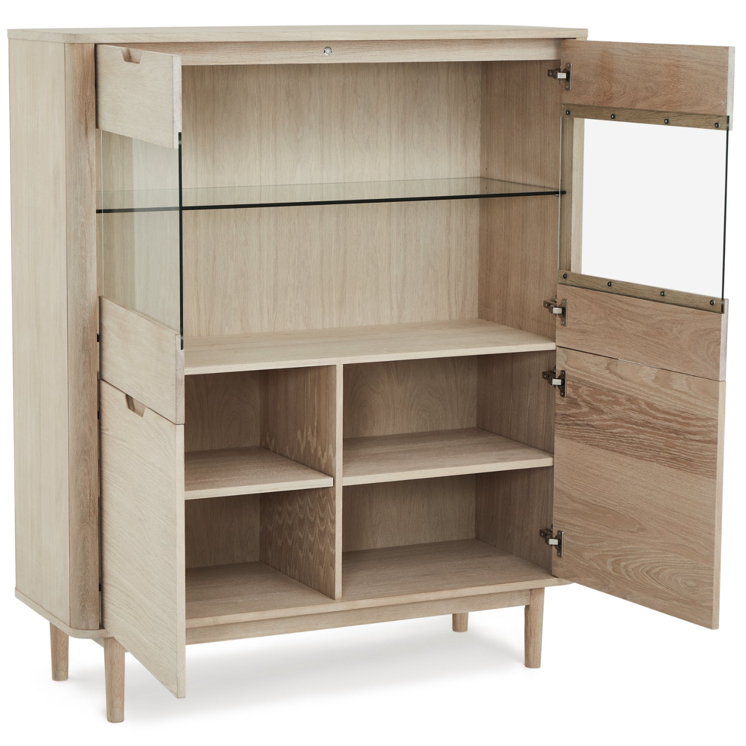 Nyborg Highboard mit LED-Beleuchtung - 123 cm breit - Eiche Weiß geöltes