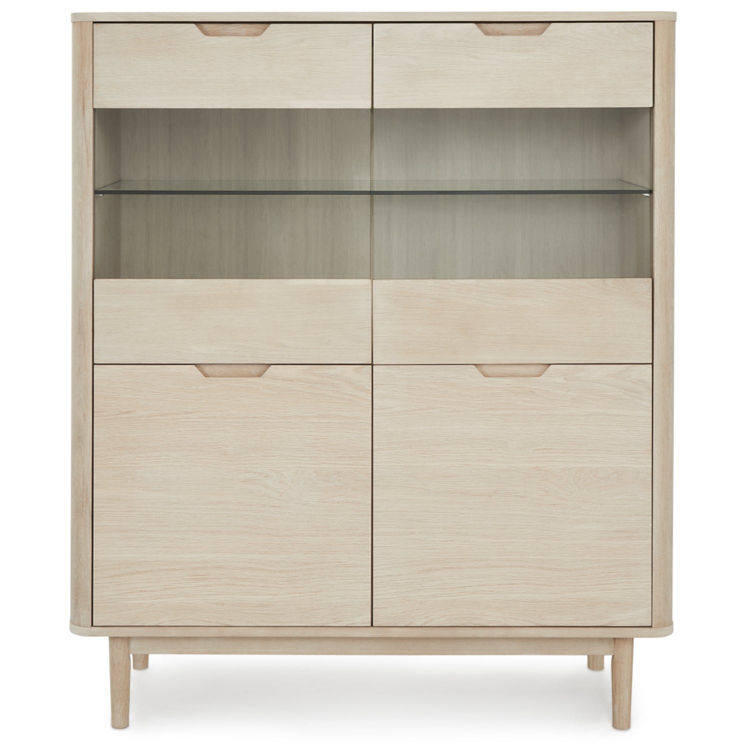 Nyborg Highboard mit LED-Beleuchtung - 123 cm breit - Eiche Weiß geöltes